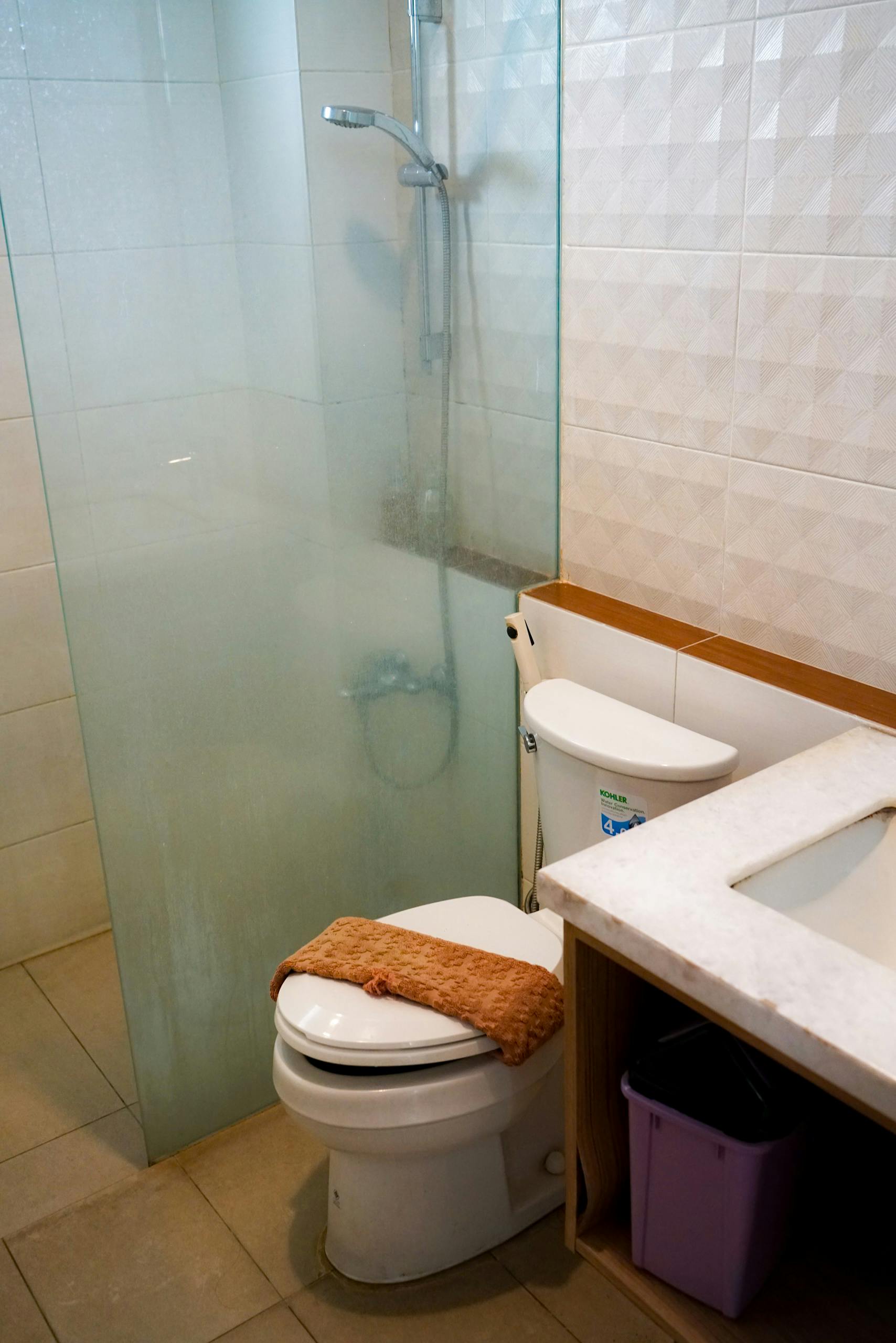 Bathroom before a safety-focused redesign