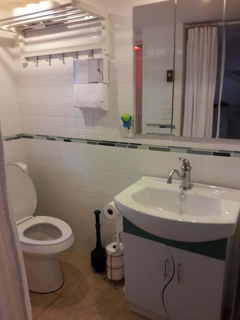 Shower entry before bathroom safety upgrades